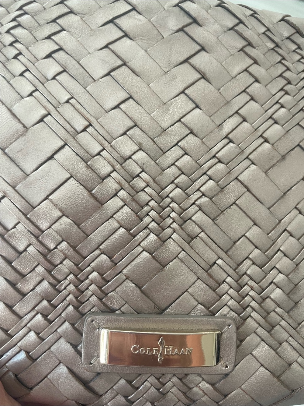 Cole Haan Silver izzie Woven Leather Clutch - Picture 8 of 9